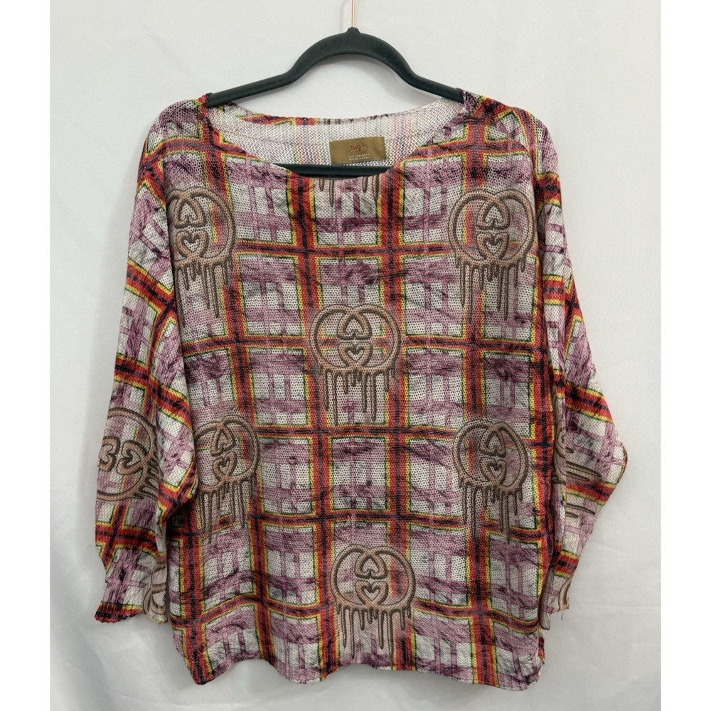 Free for Humanity Sweater Top Light Open Knit Multicolor One Size Made‎ In Italy